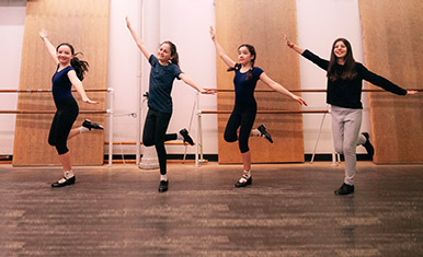 row of tap dancers in the studio in Steps Academy Youth Division